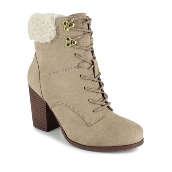 XOXO Maddie-2 Stone Boot Zip Up Closure Lace Front, Heel and Round Toe  6.5 - Picture 6 of 12